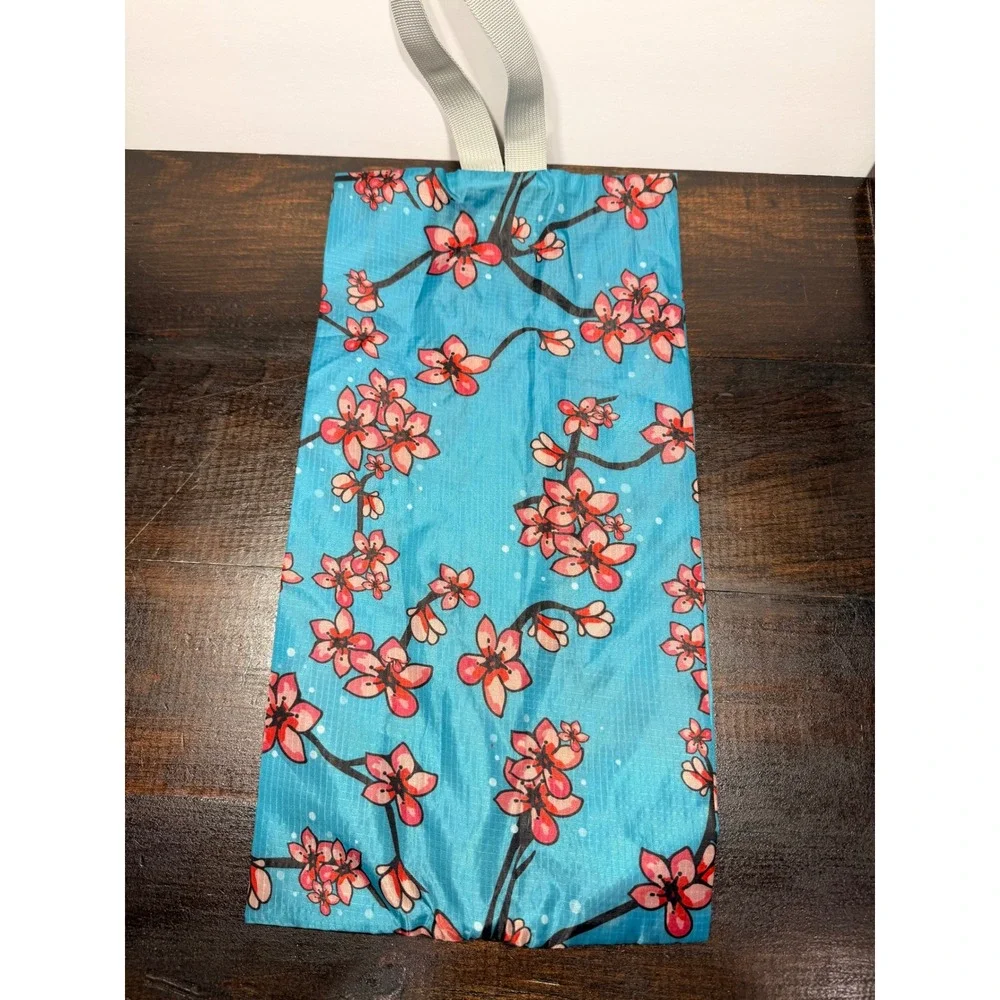BeeGreen Blue Cherry‎ Blossom Print Zipper Pouch Bag Cosmetic Travel Organizer